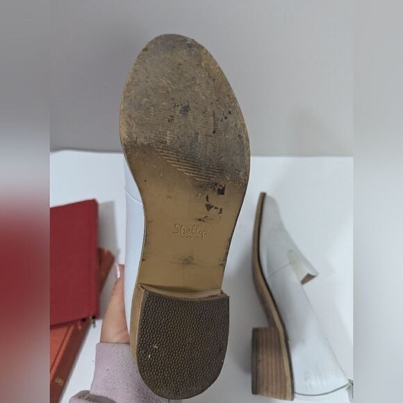 Shellys London White leather slip on loafers plain 7.5 - Picture 9 of 10